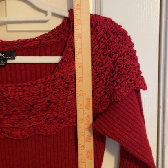 IZ Byer California red tunic sweater size Medium 3/4 sleeves - Picture 10 of 11